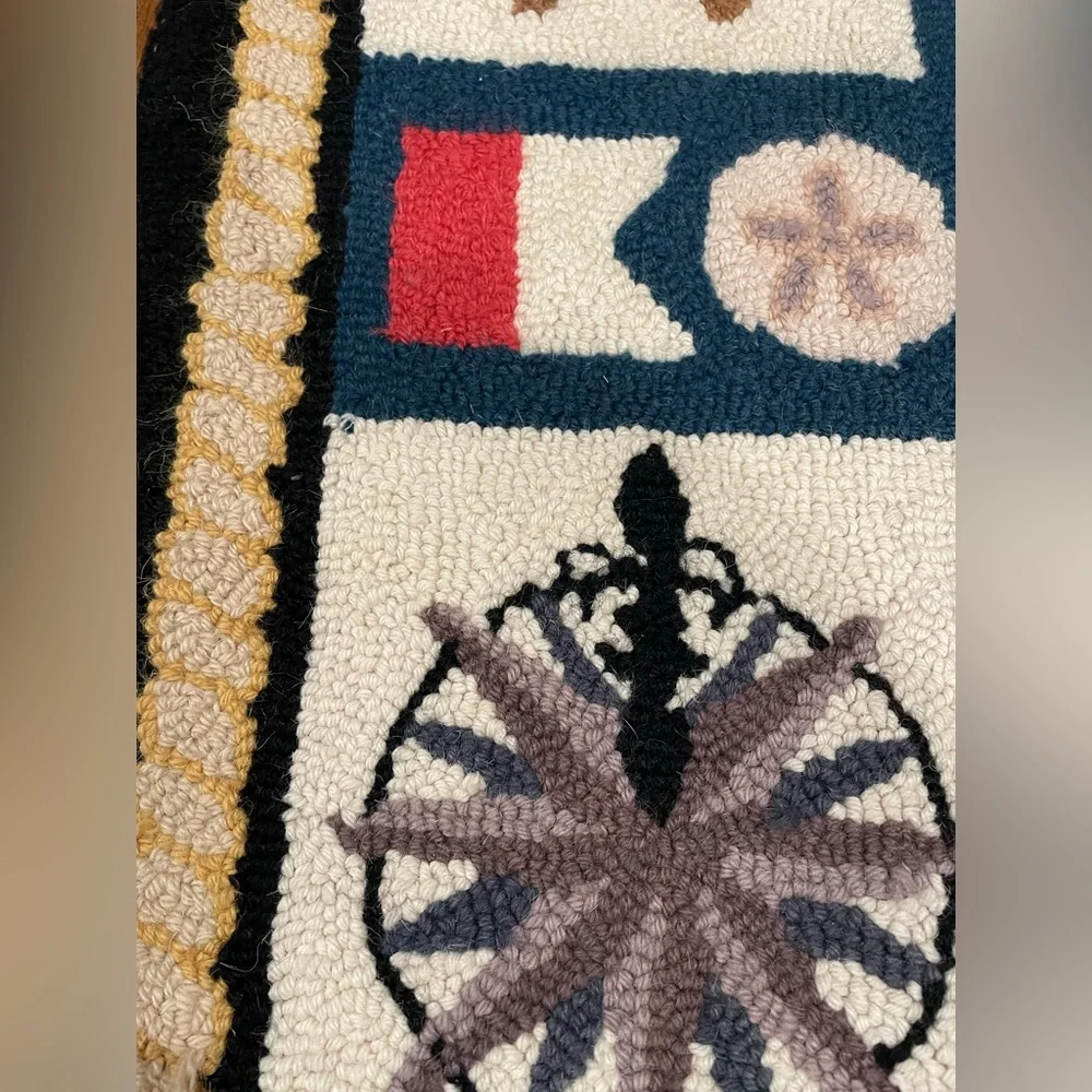Rare Claire Murray Nautical Hooked Rug Blue/Red Sail Boats/Ocean- 25X36 Vibrant - Picture 5 of 9